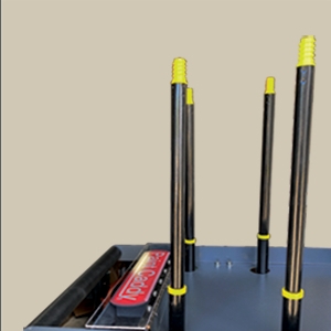 Inserts on Paint Caddy cart for holding and transporting painting poles